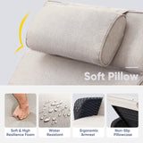 Belord Outdoor Chaise Lounge Patio Recliner - 75 Inch Adjustable Wicker Chaise Lounge with Soft Pillow Removable Cushions, All Weather Rattan Pool Lounge Chair for Poolside Deck Brown/Beige Belord