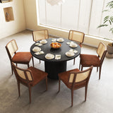 47 Inch Round Dining Table, Farmhouse Fluted Dining Kitchen Table, Modern Wood Small Circle Dining Table for Kitchen Living Room, Black PHOYAL