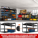REIBII 55.1" W Storage Shelves，Garage Shelving Heavy Duty Shelving Unit Load 3500LBS, Adjustable 6-Tier Metal Shelves for Commercial Pantry Warehouse Basement 55.1" W x 25.8" D x 84.1" H REIBII