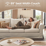 89" 3-Seater Couch, Farmhouse Slipcovered Sofa with Washable Cover, Supportive Cushions & Sturdy Frame, Rolled Arm White Couches for Living Room, Small Spaces, Apartment, Office, Easy Assembly Vorthio