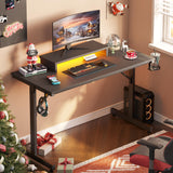 Bestier Small Gaming Desk with Monitor Stand, 42 inch LED Computer Desk, Gamer Desk with Cup Holder & Headset Hooks, Modern Simple Style Desk for Home Office PS5 Small Spaces, Carbon Fiber Black Bestier