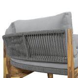 6-Person Outdoor Seating Group with Coffee Table, Half Moon Patio Sectional Sofa Set, All Weather Conversation Sofa Set with Acacia Wood Frame and Thick Cushions for Backyard Poolside (Grey+Acacia) XD Designs