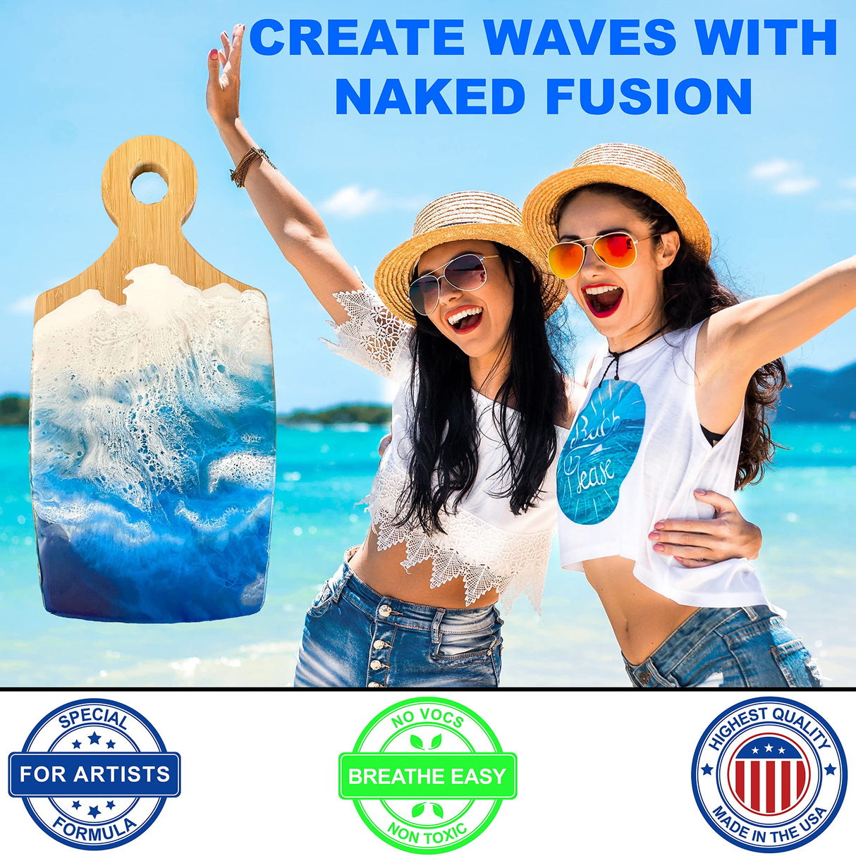 NAKED FUSION -Epoxy Resin Art Resin Diamond Clarity- Original Formula -The Artist's Resin for Coating, Resin Art, Geodes, Tabletop, Bar Top, Live Edge River Tables- Food Safe -Non-Toxic-2 Gallon KIT NAKED FUSION