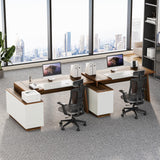 LITTLE TREE 70.5-Inch Executive Desk, Large Home Office Desk with Storage Cabinet and Open Shelves, L-Shaped Computer Corner Desk, Workstation for Office Home, Walnut and Black LITTLE TREE