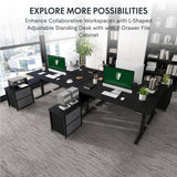 FLEXISPOT 63'' L Shaped Standing Desk with Drawers, Adjustable Height Desk with Shelves, Large Corner Stand Up Desk with Headphone Hooks for Home Office, Black Top+ Black Frame FLEXISPOT