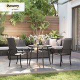 Outsunny Set of 2 Outdoor Wicker Dining Chairs, All-Weather Rattan Armchairs with Armrests, Steel Frame, High Back and Deep Seating, for Garden, Patio, Deck, Yard, Poolside, Brown Outsunny