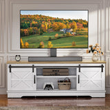 YITAHOME Farmhouse TV Stand with Mount, Television Stand Mount with 3 Height Adjustment for 32-70 inch TVs, Entertainment Center Media Console w/Sliding Barn Door for Living Room, Grey White/Grey Wash YITAHOME