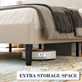 GarveeHome Upholstered King Bed Frame with Wingback Headboard, Velvet Upholstery Platform Bed, No Box Spring Needed, Wood Slats Support, Easy Assembly, Beige GarveeHome