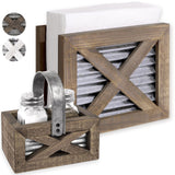 Autumn Alley Farmhouse Napkin Holder and Adorable Farmhouse Salt and Pepper Shakers Set With Wood Holder - Western Kitchen, Galvanized Metal - Upright Rustic Napkin Holder Rustic Kitchen Décor (Brown) Autumn Alley