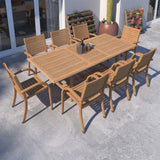 Urban Elements Mykonos 9-Piece Rectangular Patio Furniture Set | 100% Certified Teak | Backyard Furniture, Outside Table and Chairs, Rectangular Outdoor Dining Set Urban Elements