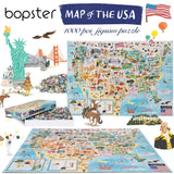 Puzzles for Adults 1000 Pieces - Illustrated US Map Puzzle - United States USA 1000 Piece Puzzle for Adults and Kids Puzzles - 100% Recycled Cardboard by bopster Bopster