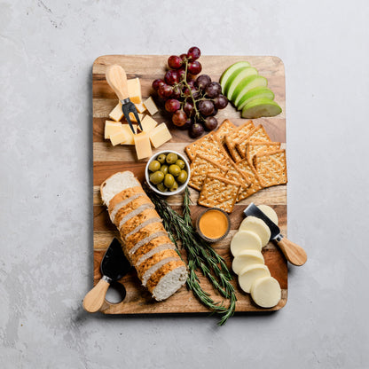 Lavauk Large Wood Butcher Block Cutting Board | 1" thick 16x12" size | Dual tone mango & acacia wood | Chopping board for meat, vegetables, fruits, BBQ | Use as Charcuterie or cheese board