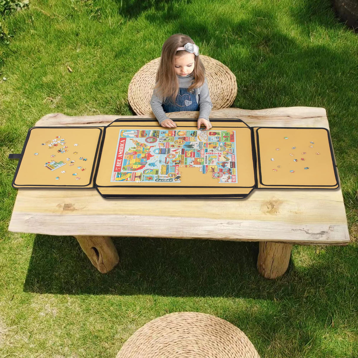 KROFEM 1500 Pieces Jigsaw Puzzle Board, Portable Puzzle Mat with Non-Slip Surface, Sorting Trays, Puzzle Keeper Puzzle Caddy, Jigsaw Puzzle Table Board KROFEM