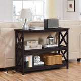 Yaheetech Console Table with Power Outlet, 3 Tier Narrow Sofa Couch Table with Storage Shelves, Wood Entryway Table Side Table for Living Room, Hallway, Entrance, Bedroom, Espresso Yaheetech