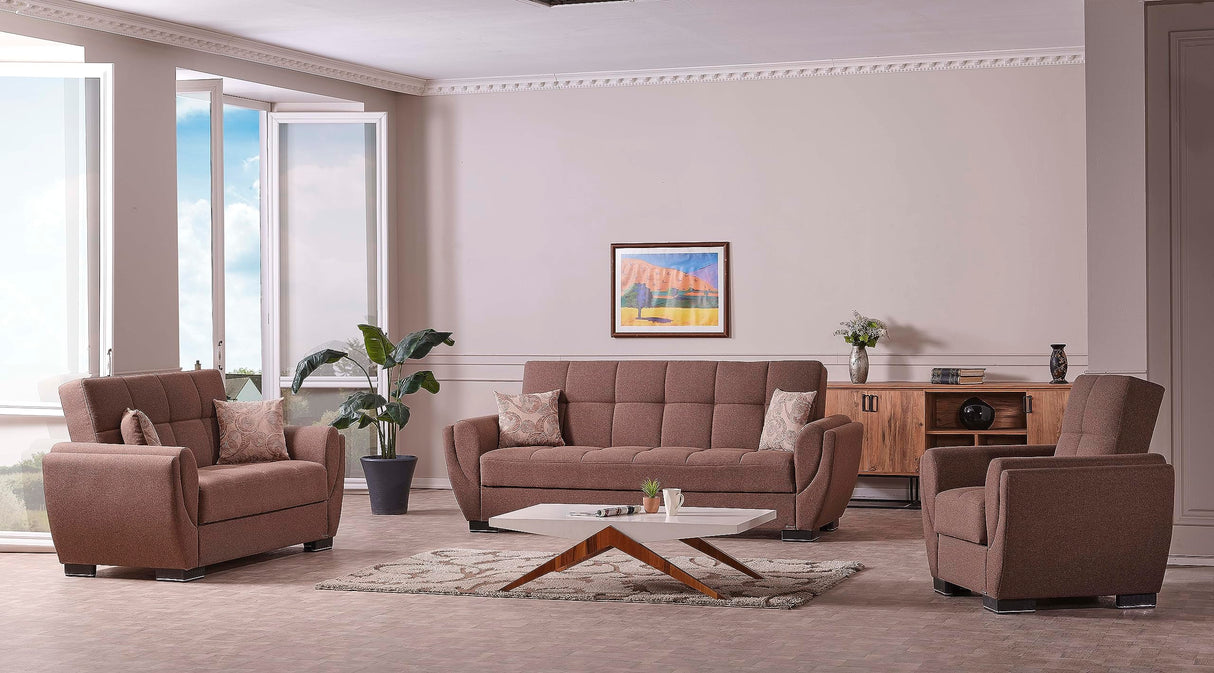 Sweet Home Stores AIR 95" Convertible Sofa Bed with Storage, Firm, Fabric, 3 Seater, Upholstered Sleeper Sofa Couch, Futon for Living Room, Brown-112 Sweet Home Stores