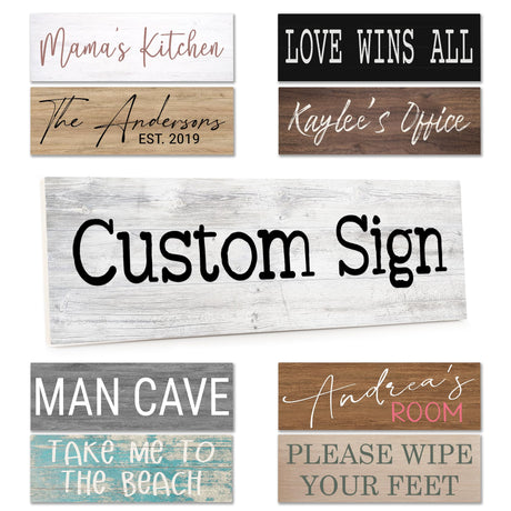Custom Wood Signs, Personalized Sign For Home, Custom Fonts Colors Sizes, Make Your Own Unique Sign, 10 Backgrounds - Fonts & Colors can be Changed, Personalized Rustic Sign (3.5" x 10") Chico Creek Signs