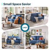 LINSY Loveseat Sofa Couch - Comfy 58" Small Loveseat for Small Spaces Modern Couches with Thick Cushion, Ergonomic Design Soft Sofa for Living Room Bedroom Apartment (Blue) LINSY
