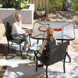 Outsunny Set of 2 Outdoor Wicker Dining Chairs, All-Weather Rattan Armchairs with Armrests, Steel Frame, High Back and Deep Seating, for Garden, Patio, Deck, Yard, Poolside, Brown Outsunny