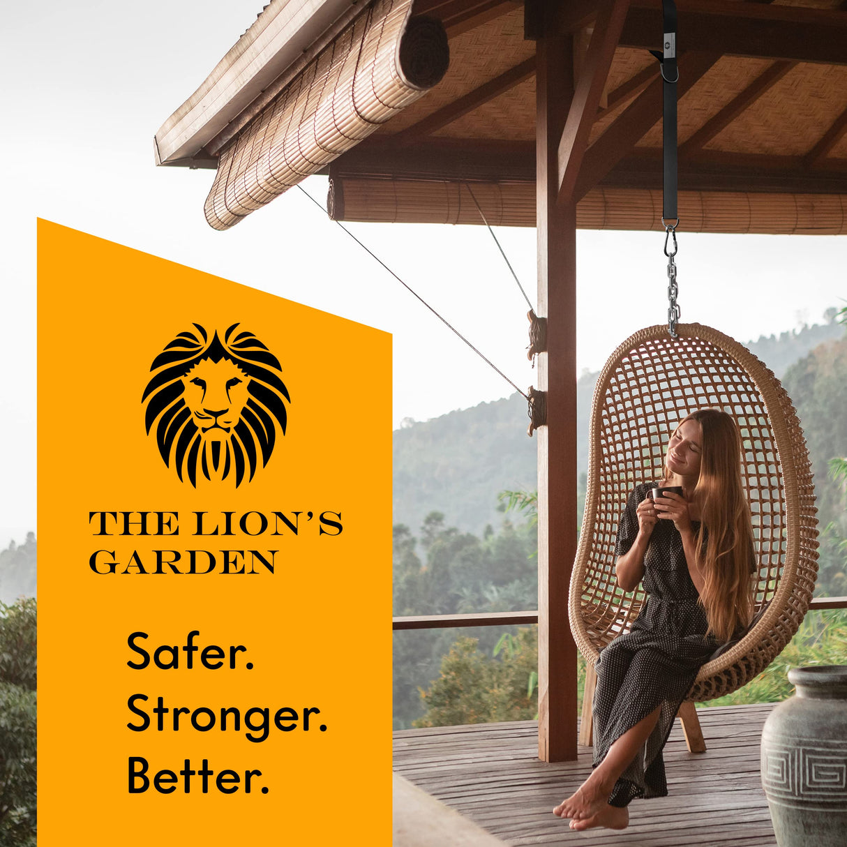 2-Pack Tree Swing Straps Hanging Kit, Adjustable 5-10 Feet Tree Swing Hanging Straps, Heavy Duty & Weatherproof Hammock Branch Swings, Tree Strap for Swings Holds Up to 3376 Lbs The Lion's Garden