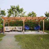 YOPTO 12x16 FT Outdoor Gazebo,Wooden Grape Pergola with Waterproof and Climbing Plant Support,Garden,Terrace,Backyard,Deck, Wind Protection Rating:Level 6,Brown YOPTO