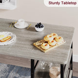 IDEALHOUSE Retro Grey 3-Piece Counter Height Dining Table Set for 2 with Upholstered Bar Stools IDEALHOUSE