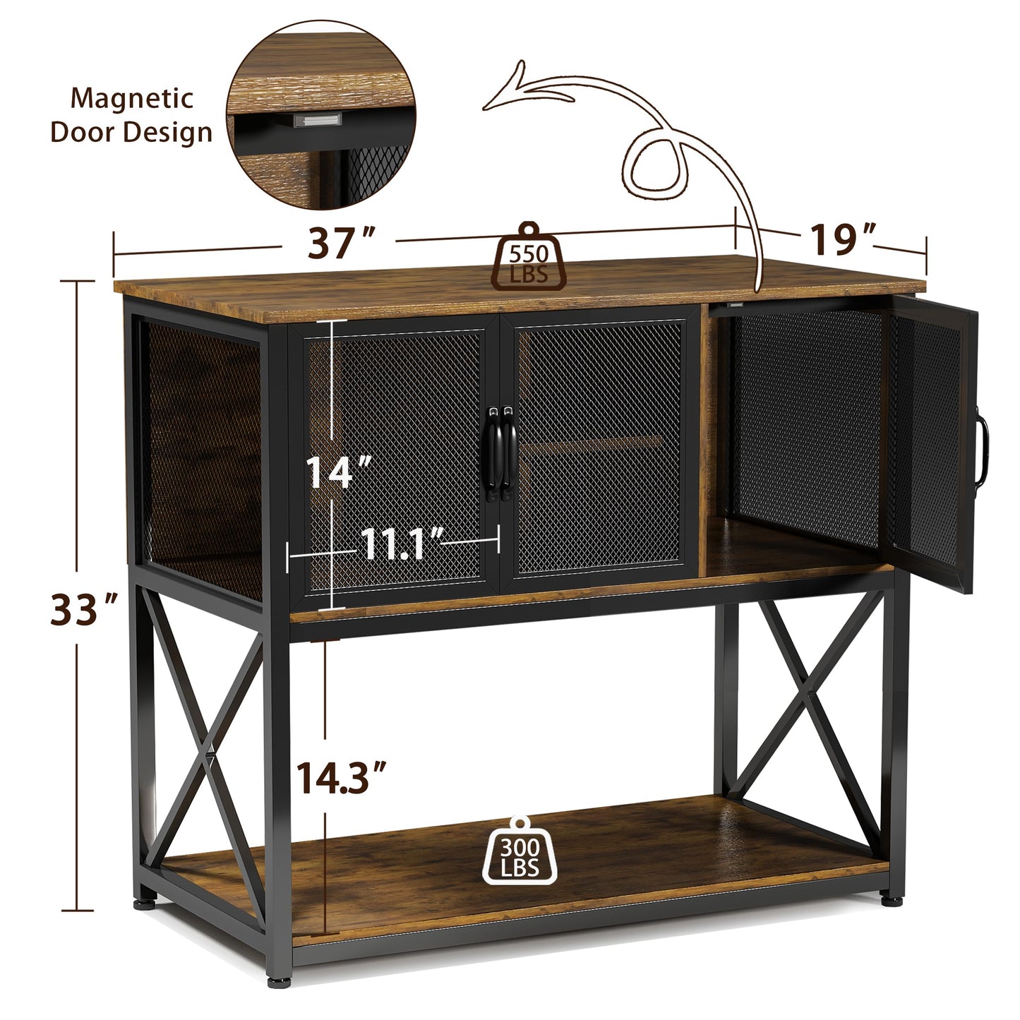 40-50 Gallon Aquarium Stand Metal Frame Fish Tank Stand with Cabinet Storage, for 40 Gallon Long Aquarium,37" L*19" W Tabletop,660LBS Capacity