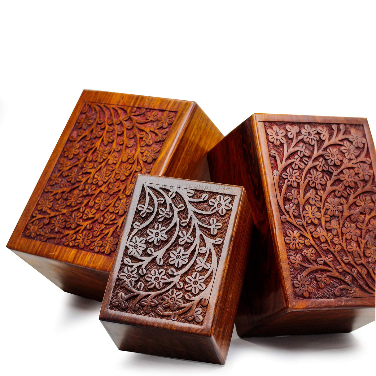 Artisans Crafted Premium Rosewood Decorative Hand Carved Wooden Urns | Carved with Precision | Memorial Wooden Urns for Loved Ones | Nagina International (X-Large) Nagina International