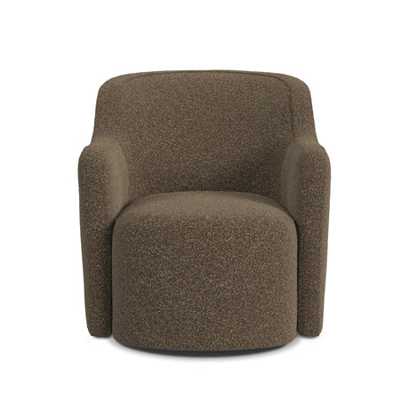 HomePop Home Décor Upholstered 360° Barrel Back Swivel Chair | Accent Chairs for Living Room & Bedroom | Decorative Home Furniture, Dark Brown Boucle HomePop