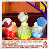 Yardenaler 3-Piece Pop-Up Christmas Ball Set with 90 LED Lights for Christmas Decoration, Pre-Lit Iridescent Christmas Ball Ornaments Decor with Base, 3D Glittered Standing Holiday Display for Outdoor Yardenaler