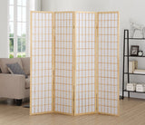 Roundhill Furniture Oriental Shoji 4 Panel Screen Room Divider, Natual Roundhill Furniture