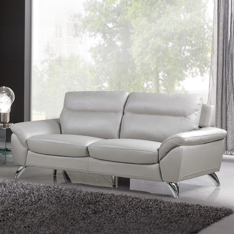 Cortesi Home Monaco Contemporary Leather Sofa, Grey Cortesi Home