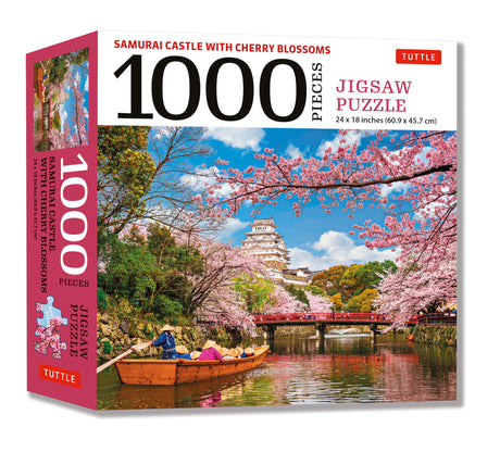 Samurai Castle with Cherry Blossoms 1000 Piece Jigsaw Puzzle: Cherry Blossoms at Himeji Castle (Finished Size 24 in X 18 in) Tuttle Publishing