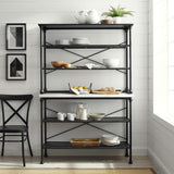 Crosley Furniture Madeleine Baker's Rack with Shelves for Storage, Microwave Stand, Coffee Bar, Steel with Faux Marble Top Crosley Furniture