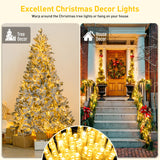 JMEXSUSS 200 LED Christmas Lights Indoor Outdoor, Connectable Warm White Christmas Tree Lights Clear Wire, 66 Ft Twinkle Fairy String Lights Plug in for Bedroom Wedding Christmas Tree Decorations JMEXSUSS
