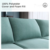 HONBAY Modular Sectional Sofa 2 Seater Couch with Chaise L Shaped Modular Sofa for Small Apartment, Aqua Blue HONBAY
