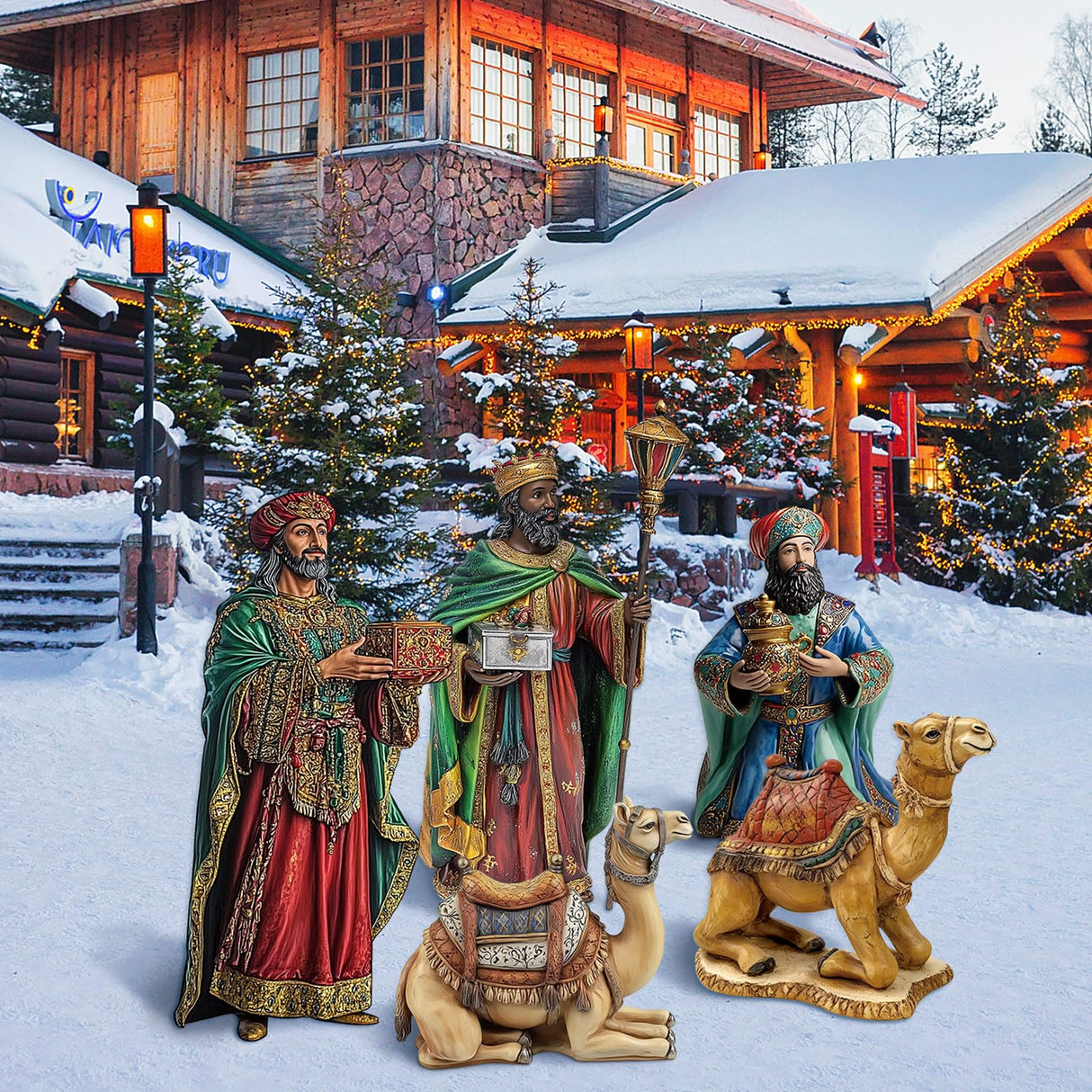 MorningRo 12 Pcs Christmas Outdoor Nativity Scene Set, Large 52" Tall Metal Holy Family Yard Decorations with Stake, Lifelike High Joseph, Mary, Baby Jesus, Angel, Three Kings, Shepherd, Donkey, Camel MorningRo