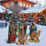 MorningRo 12 Pcs Christmas Outdoor Nativity Scene Set, Large 52" Tall Metal Holy Family Yard Decorations with Stake, Lifelike High Joseph, Mary, Baby Jesus, Angel, Three Kings, Shepherd, Donkey, Camel MorningRo