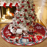 SHUXILIN Christmas Tree Skirt -48 Inches Luxury Short Plush Thick Rustic Xmas Holiday Decoration with Cute Santa Claus Xmas Tree Snowmen Snowflake Designs Mat Decoration for Merry Christmas Party SHUXILIN