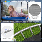 GYMAX Trampoline for Kids, ASTM Approved 12FT 14FT 15FT 16FT Recreational Toddler Trampoline with Enclosure Net, Basketball Hoop, Basketball & Pump, Rebounder Trampoline for Adults (12FT) Black+Blue GYMAX