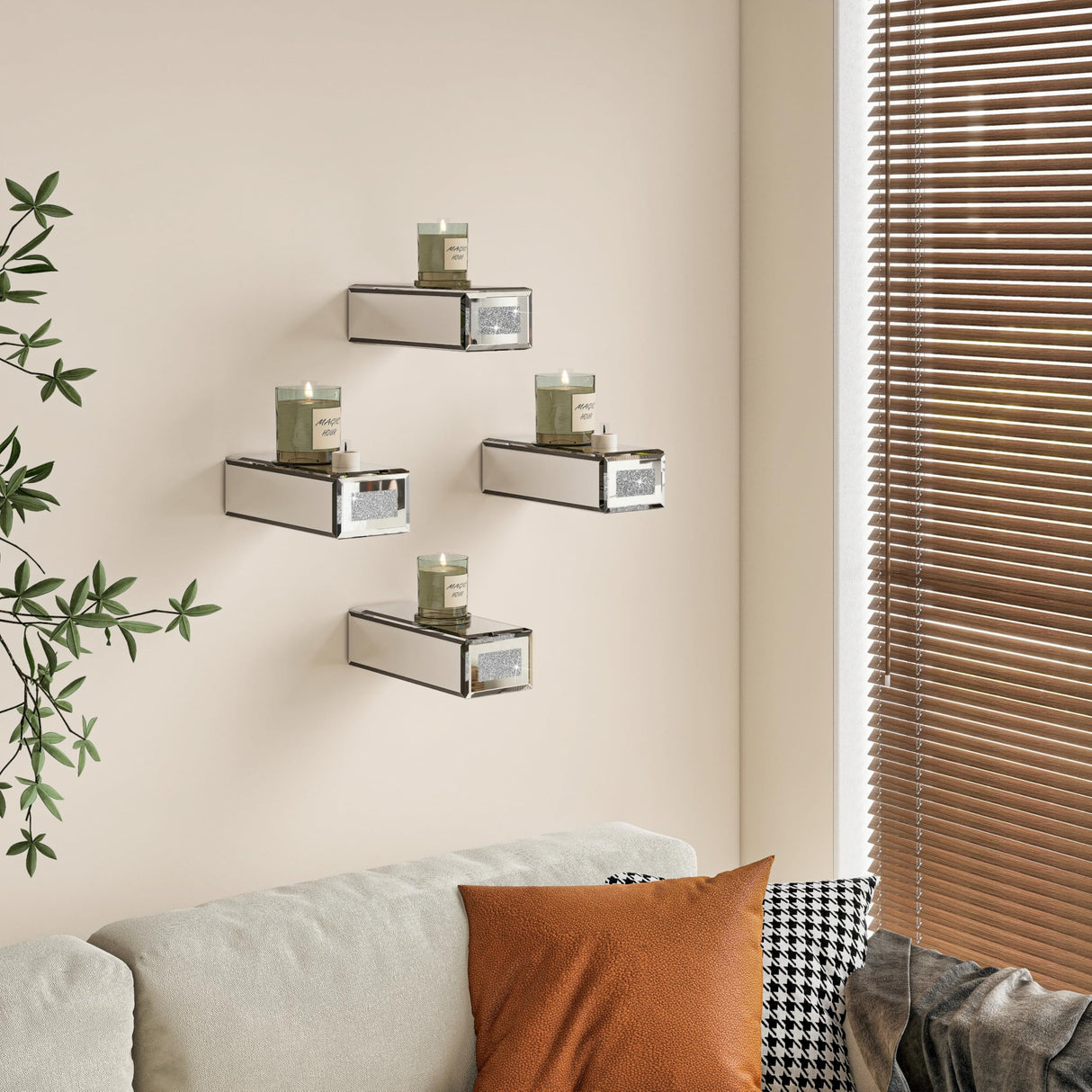 blingworld Shoe Floating Display Shelves Wall Mount Set of 4 – Mirrored Bling Glass Levitating Sneakers Shelves, Space-Saving Sneaker Display Shelf for Collectibles, Bedrooms, Dorms & Game blingworld