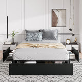 Allewie Full Size Platform Bed Frame with 3 Storage Drawers, Faux Leather Upholstered, Wooden Slats Support, No Box Spring Needed, Easy Assembly, Black Allewie