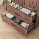 Hlivelood 2 Doors Wardrobe Armoire Closet with Doors and Drawers, Farmhouse Wooden Armoire Storage Cabinet with Shelves & Hanging Rod for Bedroom, Brown Hlivelood