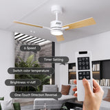 SUNMORY Ceiling Fans with Lights and Remote, 42 Inch Modern Ceiling Fan with Light, Reversible DC Motor, Dimmable LED, 3CCT, Quiet, Small Ceiling Fan for Bedroom/Living Room/Patios, White SUNMORY