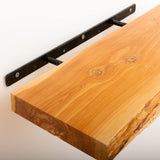 VINTAYARD Rustic Wood Floating Shelves, Live Edge Wooden Shelf for Farmhouse Wall Decor, Set of 2 Shelves with Solid Steel-Coated Hidden Brackets, Hand Finished and Sealed (Cedar, 24 inches Long) VINTAYARD