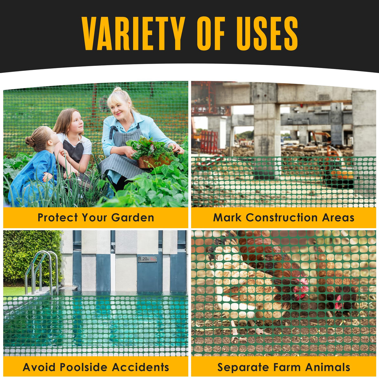 Houseables Fencing, Temporary Fence, Deer Fence, 4x100' Feet, 10.55 lb/roll, Green Plastic Fencing, Temporary Fencing for Yard, Snow Fence, Plastic Fence Roll, Chicken Fence Mesh, Construction Fencing Houseables