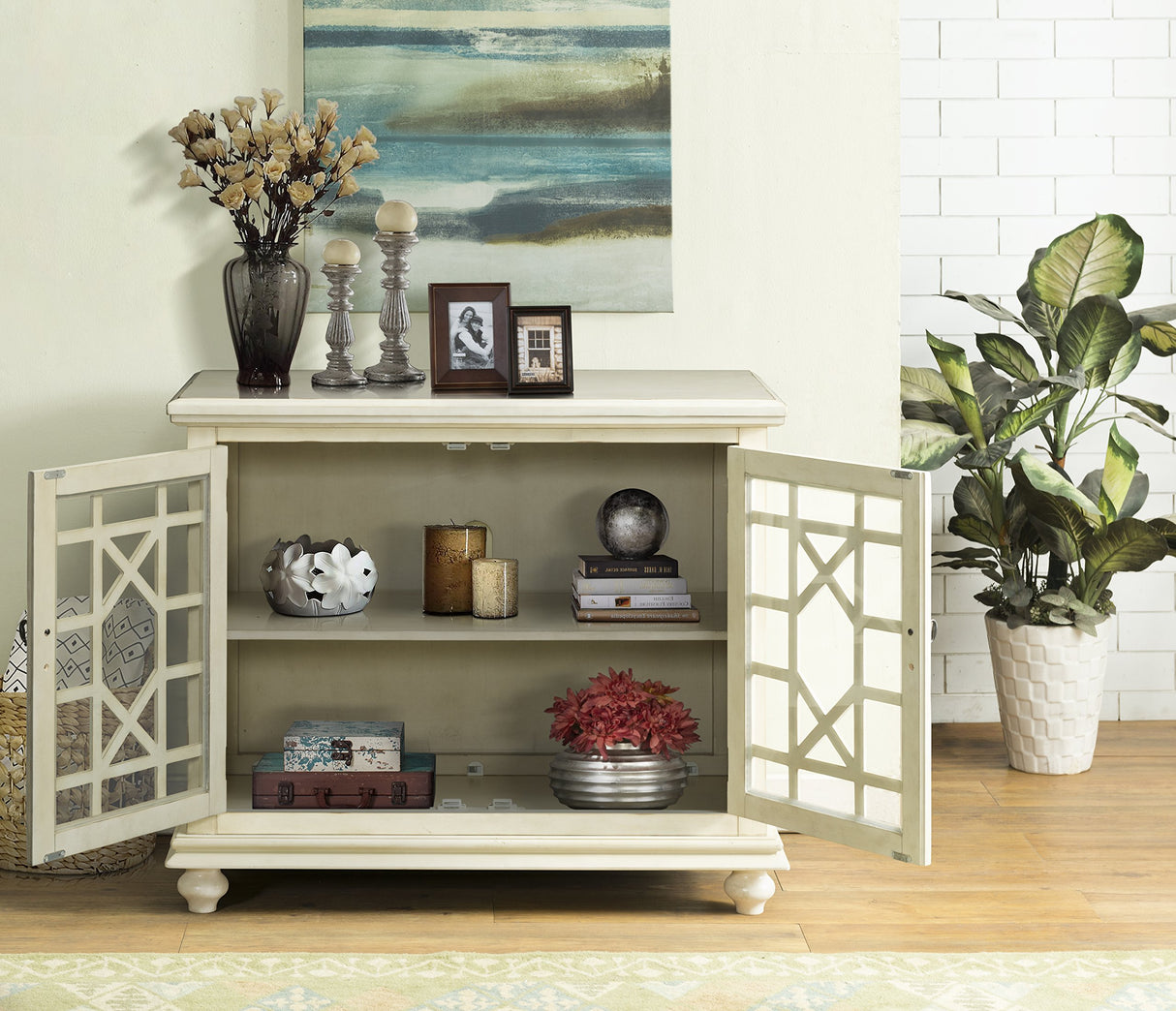 Martin Svensson Home Small Spaces 2-Door Accent Cabinet - TV Stand, 38" W x 32" H, Antique White Martin Svensson Home