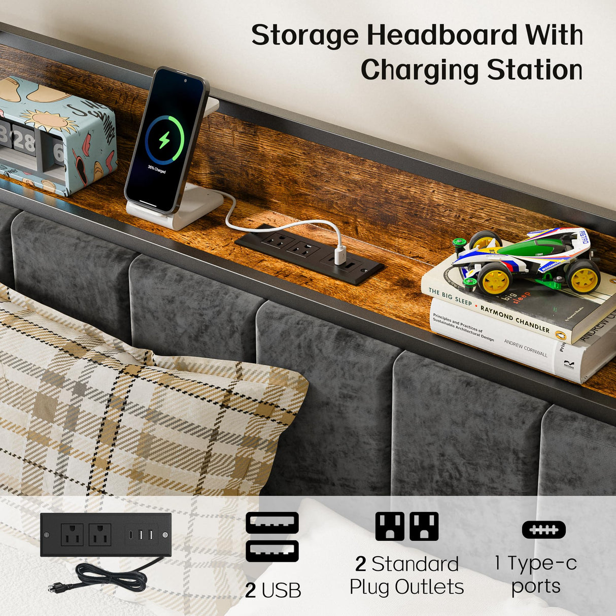 Twin Bed Frame with Smart LED Lights, Storage Headboard and USB Charging Station, Metal Platform Bed Easy Assembly, Noise Free, No Box Spring Needed Liians