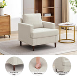 Weture Mid-Century Accent Chair,Modern Linen Fabric Armchair for Living Room,Comfy Upholstered Reading Accent Chairs for Bedroom,Single Sofa Chair with Wood Legs (Beige, 1 Pack) Weture