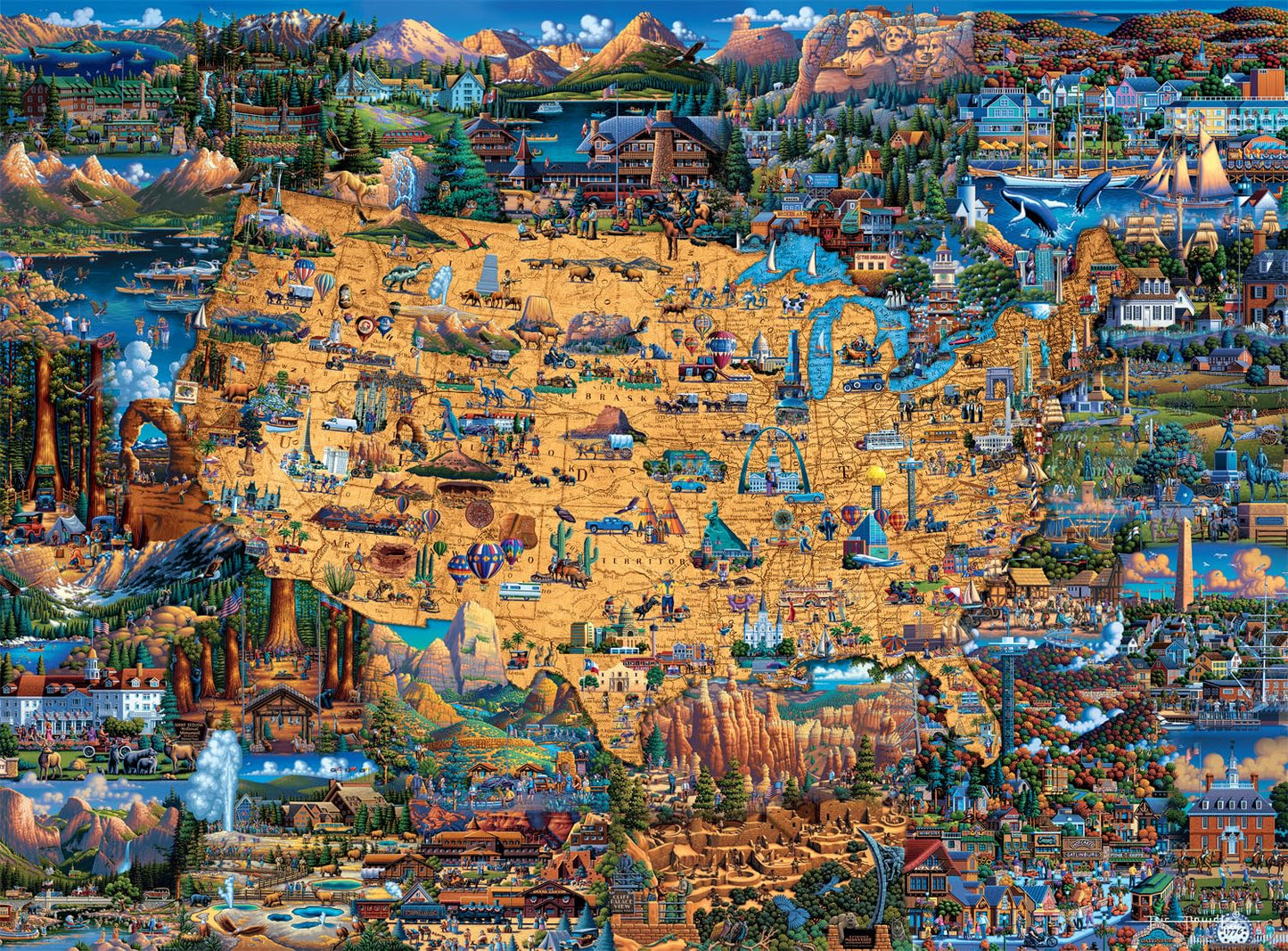 Buffalo Games - Dowdle - National Parks Map - 1000 Piece Jigsaw Puzzle for Adults -Challenging Puzzle Perfect for Game Nights - Finished Size is 26.75 x 19.75