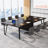Tribesigns 8FT Large Conference Table, 94.5L x 47.2W x 29.5H Inches Modern Rectangle Meeting Table with Cable Management for Office Conference Room Business Seminar, Black Brown Tribesigns